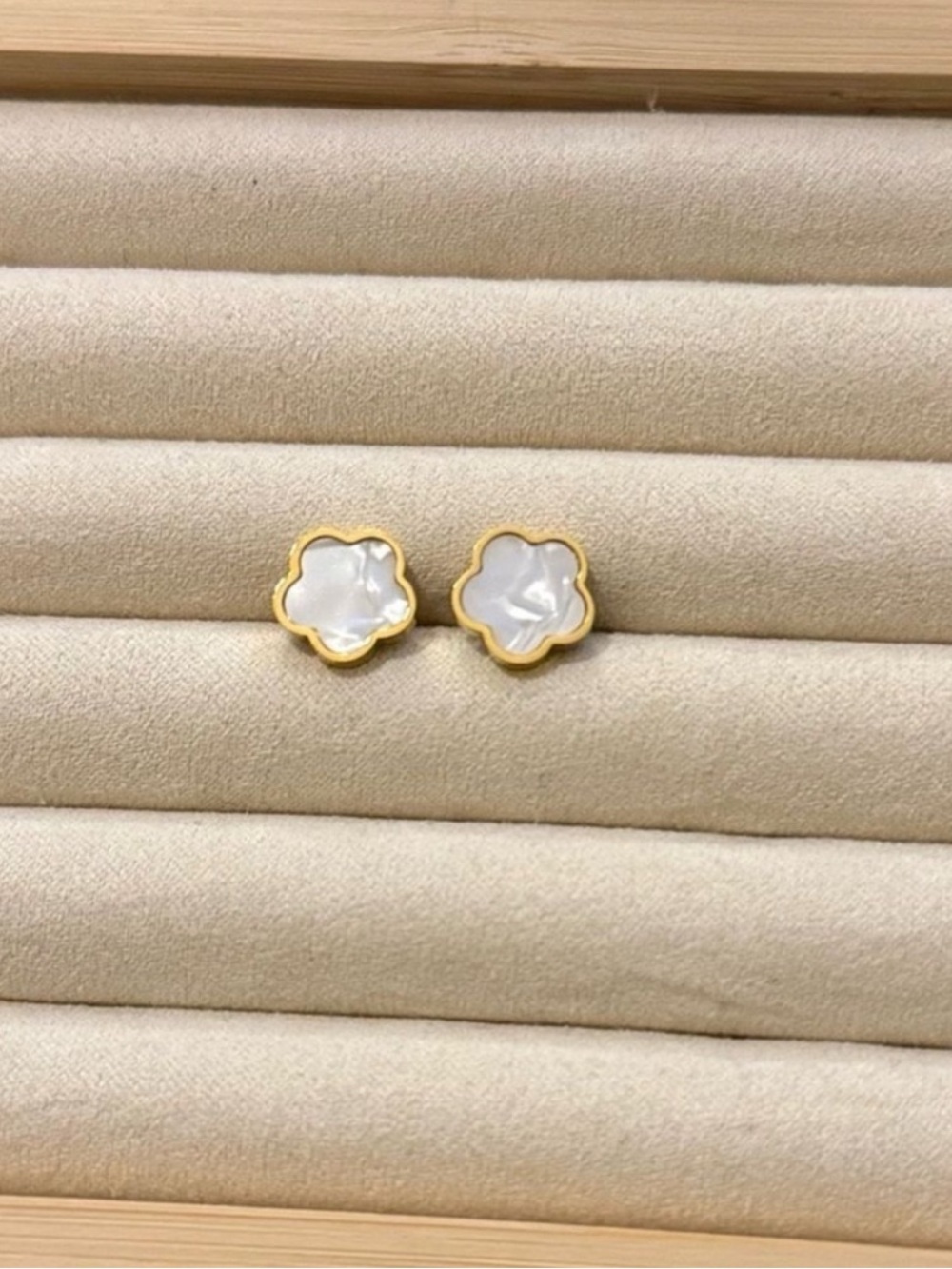 Gold Plated Stainless Steel Flower Stud Earrings
